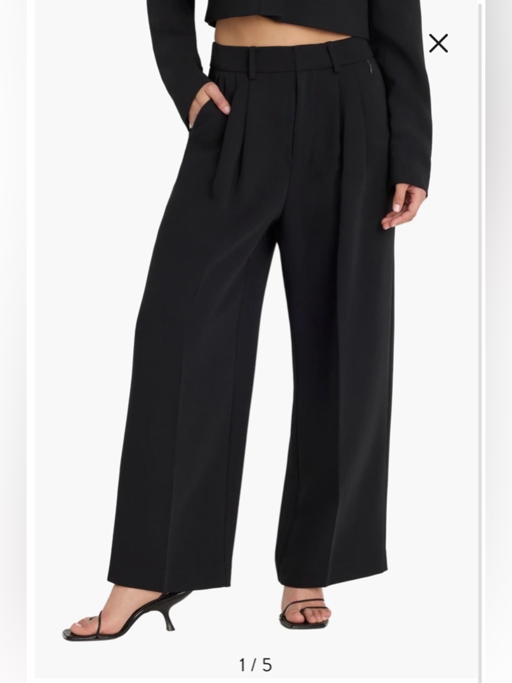 NWT- Good American Luxe High Waist Ankle Wide Leg Trousers, Black001, Size 00